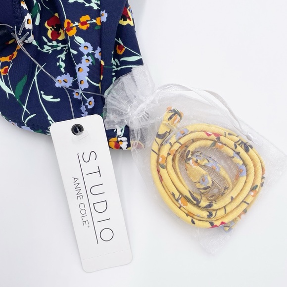 NEW Studio Anne Cole Women's Smocked Tab Bandeau One Piece Swimsuit Blue Size 12 - Picture 13 of 16